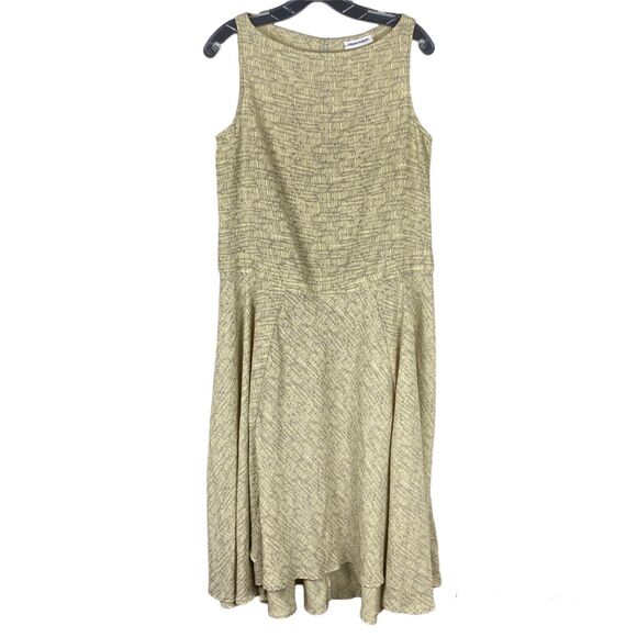 Prologue Midi Dress Sz Large Sleeveless Flare Beachy Lagenlook Modest Tan - Picture 1 of 5